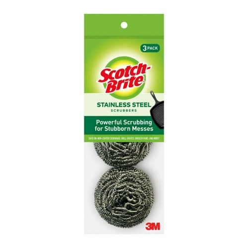 Scotch-Brite Stainless Steel Scrubbers, 3 Scrubbers Scotch-Brite Stainless Steel Scrubbers, 3 Scrubbers